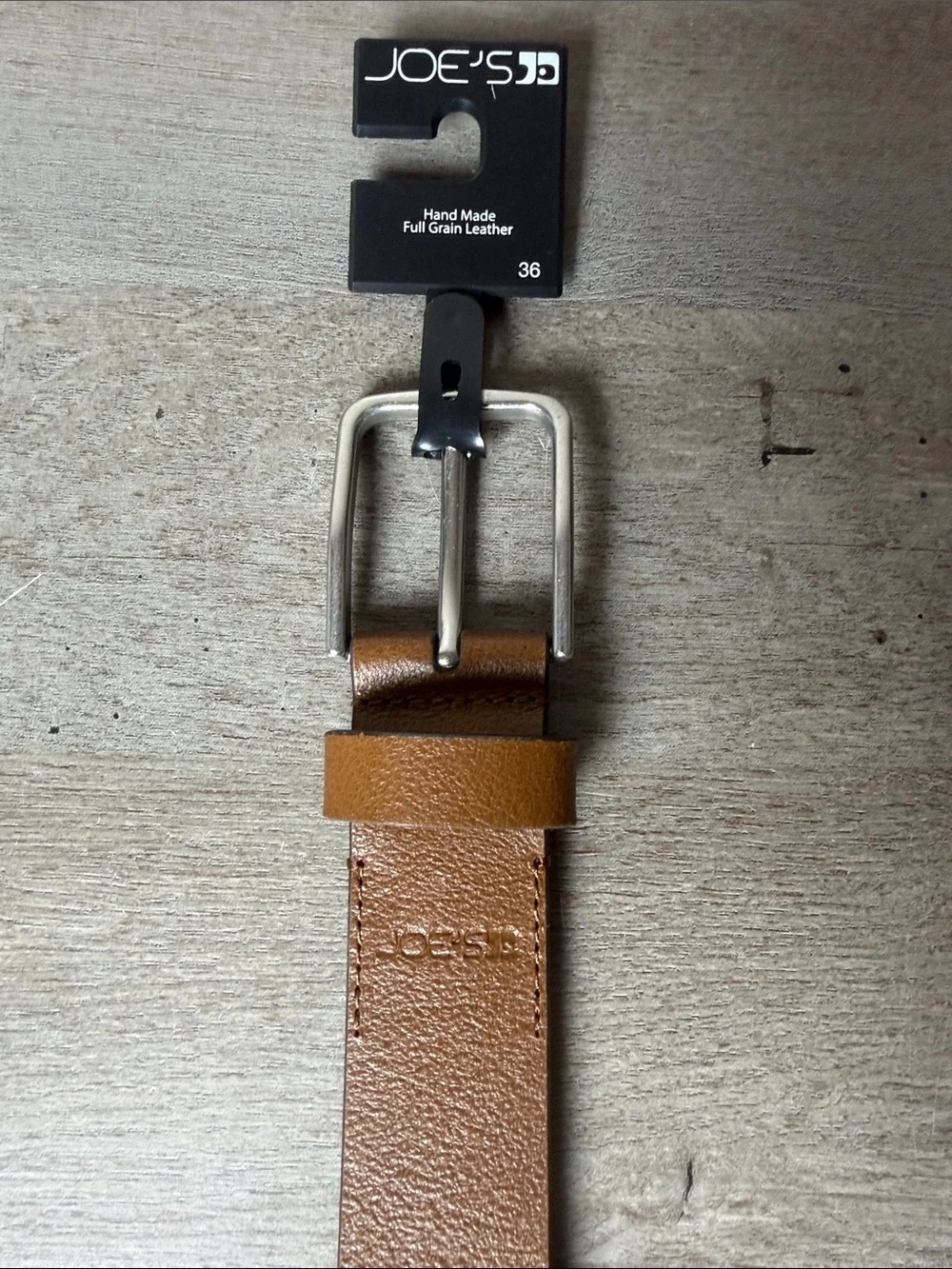 Joe’s Men's Cognac Brown Leather Belt with Silver Buckle